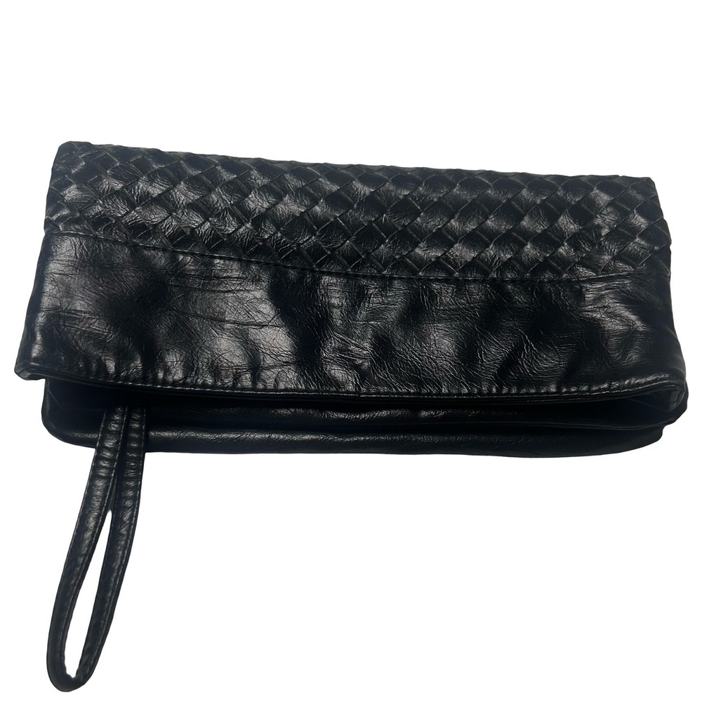 Kimchi Blue Vegan Leather Woven Foldover Clutch Wristlet Bag Streetwear Festival